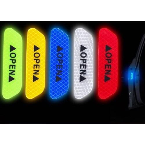 4 Pcs Car Door Open Reflective Stickers Outer Anti-collision Marker Trim Sticke