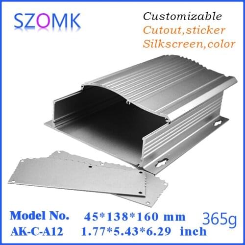 4 pcs, wall mounting aluminum enclosure equipment case 45*138*160mm szomk grey amplifier enclosure for electrical project box