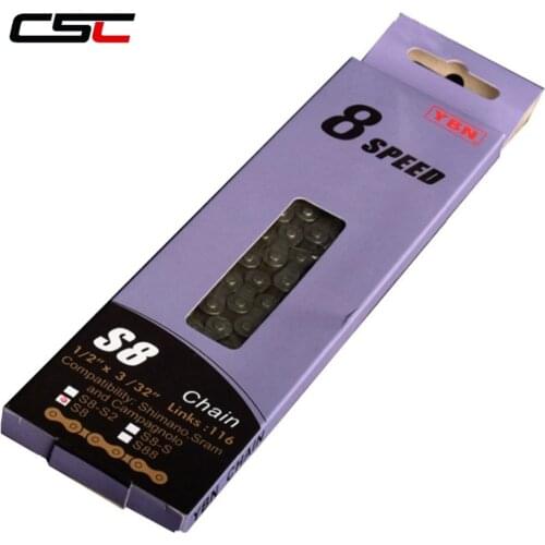 8 Speed Race Bike Chains 116 Links Original YBN S8 Cycle Derailleur MTB Bicycle Chain