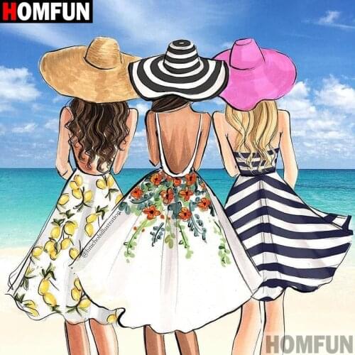 HOMFUN Full Square/Round Drill 5D DIY Diamond Painting "Beauty seascape" 3D Embroidery Cross Stitch 5D Home Decor Gift A17292