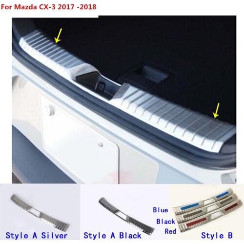 Car inner inside rear bumper panel trunk trim cover Stainless Steel plate pedal molding 1pcs For Mazda CX-3 CX3 2016 2017 2018