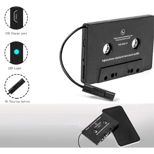 Car Bluetooth-Compatible 5.0 Cassette Adapter Car Stereo Audio Wireless Cassette Tape to Aux Adapter Smartphone Cassette Adapter