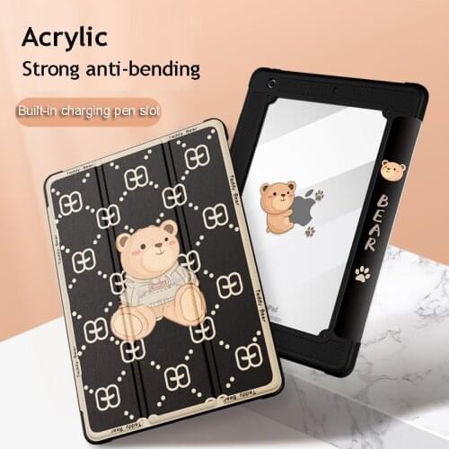 For ipad case 2021 new 10.2 three-fold 8-generation tablet for ipad Pro air4 protective cover cartoon anti-bend with pen slot