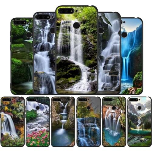 Waterfall Natural scenery black Silicone Phone Case For honor 30 20 Pro 8 8X 9 10 20 Lite Mate 10 20 30 Lite Pro cover