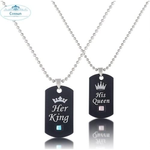COSSUN Popular Valentines Day Gifts Her King His Queen Couple Necklace