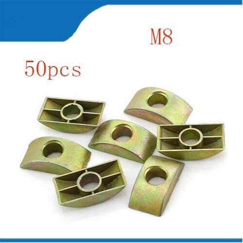 M8 Color Zinc Plated Carbon Steel Furniture Connection Fittings Semi-circular Half Moon Nuts 50pcs/lot