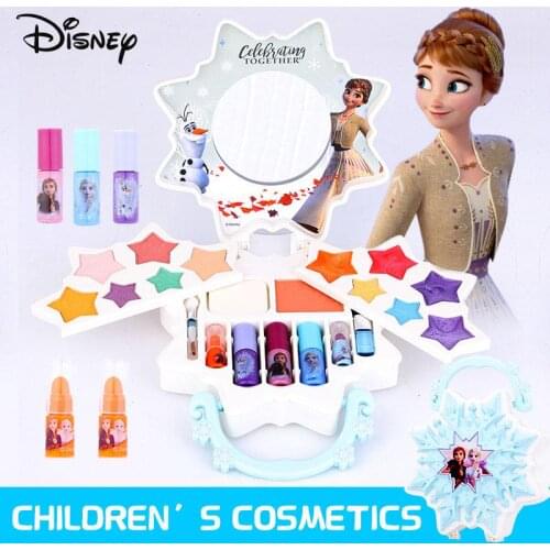 Disney Frozen2 Elsa Anna Children Cosmetics Princess Makeup Box Fashion Nail Sticker Set Beauty Pretend Toy Gift For Girls