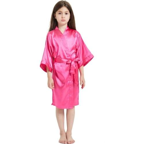 Summer Satin Robe Children Kimono Bath Robes Bridesmaid Girls Dress Silk Childrens Bathrobe Nightgown Robe Soft Skin-friendly