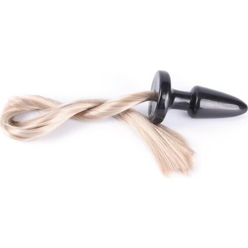 Sex Products Unisex Blondie Pony Tail Butt Plug, Fetish Animal Role Play Horse Anal Plug Tail, 50cm Long Silky Tail, Sex Toys