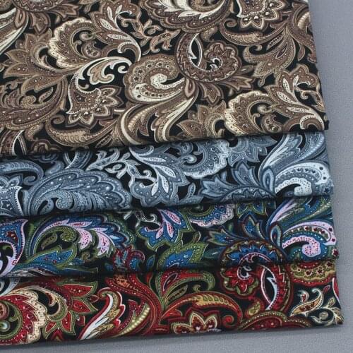 Graceful Red Grey Green Brown Peacock Feather Leaf Printed 100% Cotton Poplin Fabric 50x140cm Ruyi Fabric Patchwork Cloth Dress