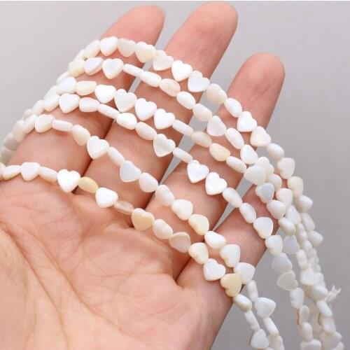 Natural Mother of Pearl Shell Heart-shaped Beaded Handmade Crafts DIY Elegant Necklace Bracelet Jewelry Bead Accessories Making