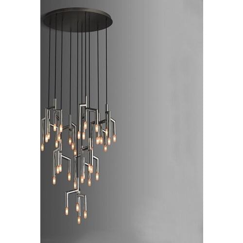 New chandelier post modern light luxury villa staircase restaurant bar decoration tree branch living room lamps