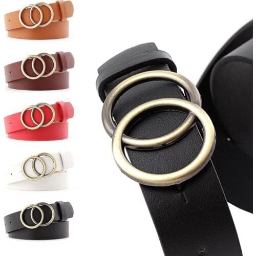2021 new European and American round buckle fashion casual ladies boutique denim dress belt