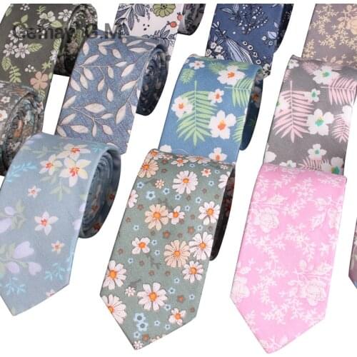 New Cotton Ties For Men Fashion Causal Floral Print Neckties Corbatas Skinny Mens Tie Suits Neck Tie For Wedding Party Gravata