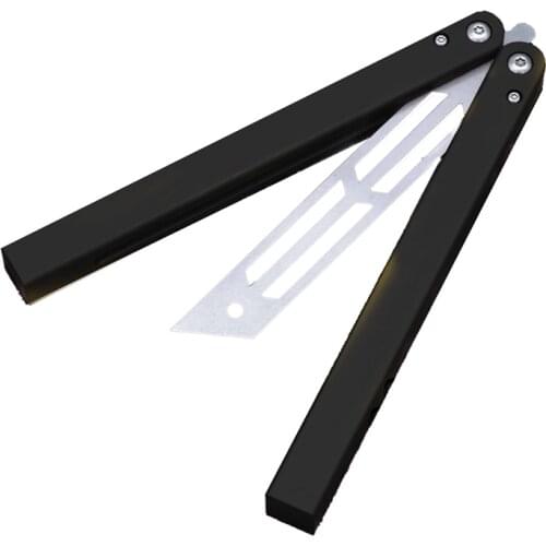 THEONE SQUID Butterfly Knife Trainer 440 Blade BlackAluminum Handle Jilt Knife NotSharp Hunting Survival Knife Folding Edc Tool