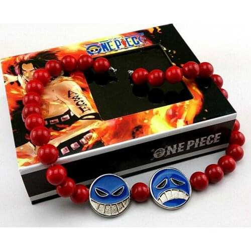 One Piece Monkey D Luffy brother Portgas D Ace Red Beads COS OP Bracelets