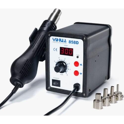 YIHUA 220V 650W 858D Hot Air Rework Station with LED Display for SMD Components PCB Weldings Cable Connectors