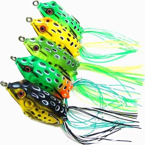 5Pcs/lot Hot Sale Lifelike Soft Tassel Skirt Frog Fishing Lure Jump Frog Lure Tassel-tailed Frog Lure For Bass Lure Kit Wobblers