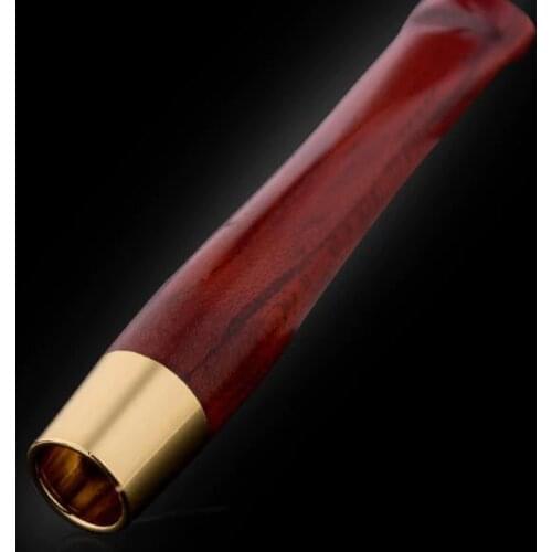 Luxury Mahogany Wood With Brass Cigarette Holder Filter Portable Mouthpiece Tobacco Smoking Pipe Herb Reusable Tar Smoking Pipe