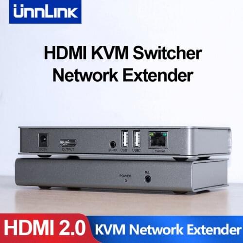 Unnlink HDMI-compatible KVM Network Extender 120 or 60 Meters 3.5mm 4K 60Hz/30Hz For Ethernet LAN CAT5E/6 RJ45 Network Cable