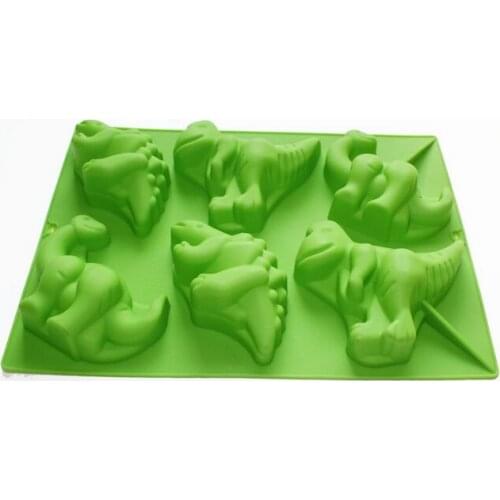 Large 6 Dinosaurs Chocolate Cupcake Cookie Muffin Soap Silicone Mold Kids Gift