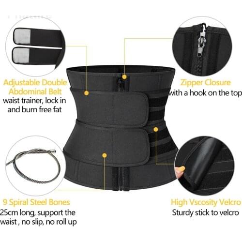 XS-6XL Steel Boned Waist Trainer Corset Sweat Faja Cincher Sport Girdle Slimming Shaper Abdominal Trimmer Belt Straps Modeling