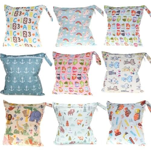 Baby Single Zipper Diaper Bags Waterproof Reusable Wet Bag for Nursing Menstrual Pad Baby 28*30cm Cloth Nappy Travel Diaper Bag