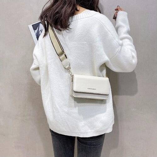 Woman Messenger Shoulder Bag White Single Trendy Blue Ladies Crossbody Bags PU Leather Flap Girls Phone Purse Bolsas