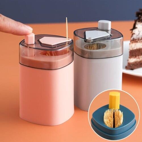 Creative Push-Type Toothpick Box Automatic Toothpick Holder Tooth Pick Dispenser Dustproof Desk Organizer Kitchen Accessories