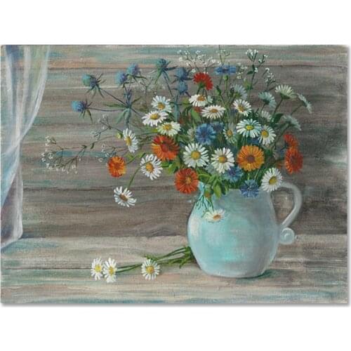 Vintage Flower Vase Canvas Painting Wall Art Retro Still Life Watercolor Picture Posters Print Living Room Corridor Decoration