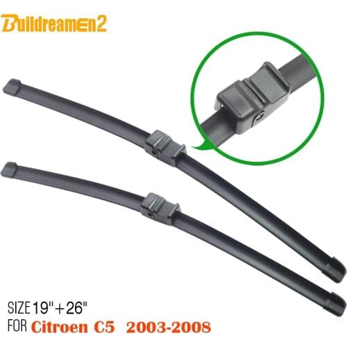 Buildreamen2 Car Driver & Passenger Window Soft Rubber Wiper Blades Windshield Waterproof 2Pcs For Citroen C5 2003-2008