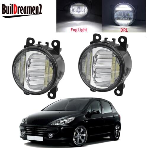 2 X Car Fog Light Assembly LED Daytime Running Lamp DRL 30W 8000LM 12V For Peugeot 307 SW Hatchback Convertible Estate 2002-2008