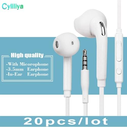 20pcs Earphone High quality in-ear stereo Earbuds earpiece with Mic for samsung galaxy S5 S4 S6 S7 edge note 3 4