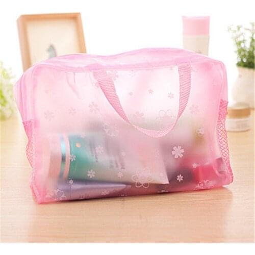 2021 Fire Water Proof PVC Cosmetic Storage Bag for Women Floral Transparent Wash Bag Creative Home Outing Compressed Shower Bags
