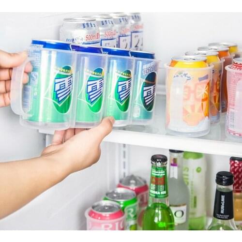 4 Holes With Handle Drink Bottle Holder Organizer Rack For Refrigerator Cola Beverage Can Space-saving Finishing Storage box