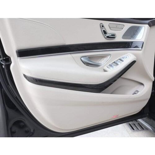 Dark Wood Grain Car Interior Door Decoration Strips Trim 4pcs For Mercedes Benz W222 S Class S320 2014-2017
