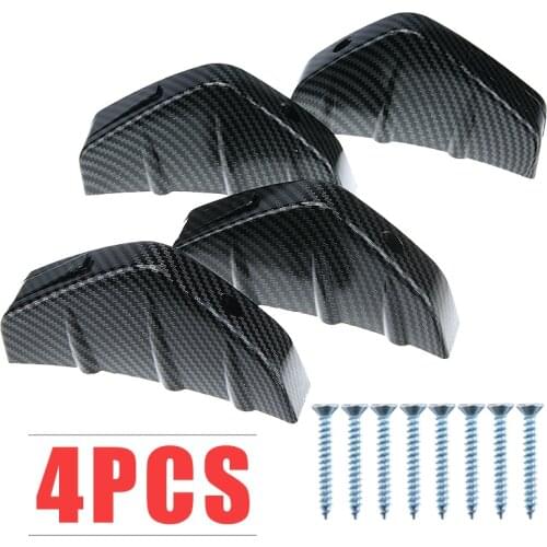 4pcs Car Carbon Fiber Look Pattern Modified Shark Fin Rear Spoiler Car Rear Bumper Lip Diffuser DIY Parts Accessoires