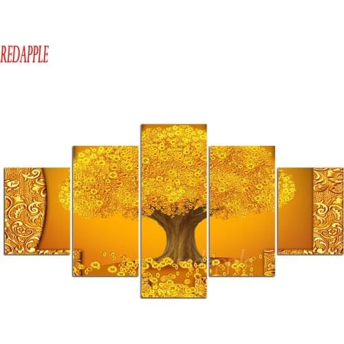 5 pcs Gold Golden money Tree Copper cash diamond painting cross stitch diamond embridery mosaic full square round diamond decor