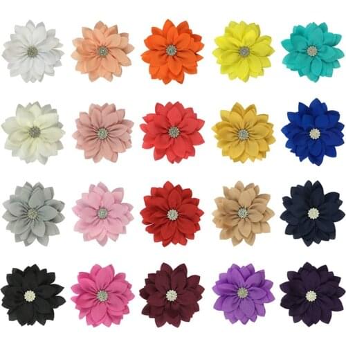 60 pcs/lot, 3.5 inches Flower Brooch/Flower Headdress Fabric Flowers YOU PICK COLORS