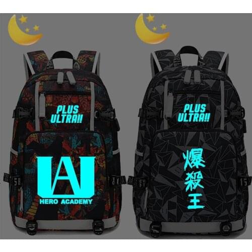 Boku No My Hero Academia Luminous Backpack USB Charging Multifunction Bag for Teenager Boys Girls Student School Bag Laptop Bag