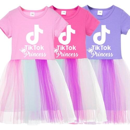 Kids Dresses for Girls Clothes Cotton Toddlers Short Sleeve Casual Dress Kids Girl Summer TIK TOK Dress Children Clothing