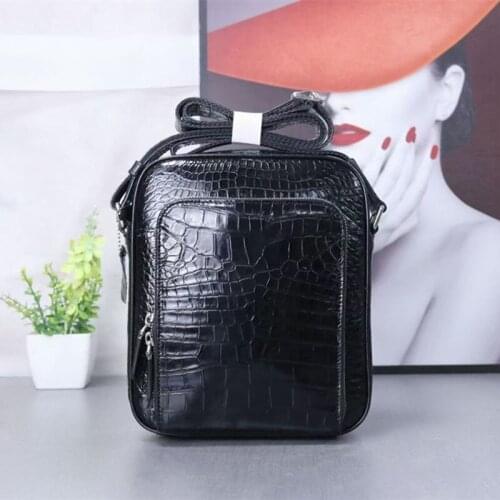 Exotic Real Crocodile Belly Skin Mens Small Cross Shoulder Bag Authentic True Alligator Leather Male Flap Purse Messenger Bag