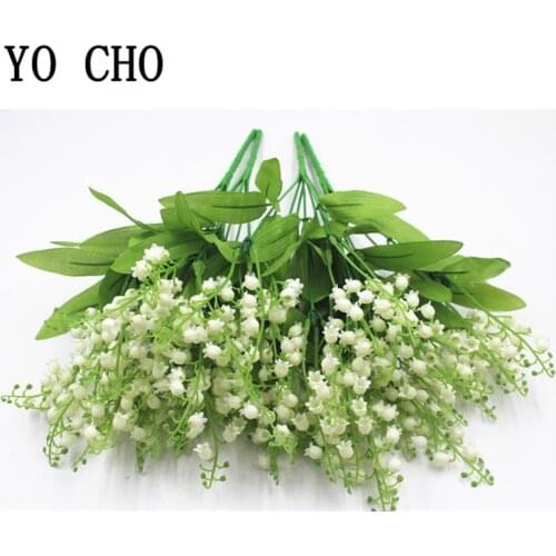 7 Branches Plastic Artificial Valley Lily Flowers Fake Flowers Wedding Decor for Home Garden Party Supplies Desk Decor Floral