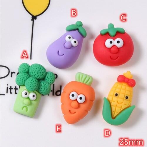 Cabochon Cartoon Fruits 20pcs Eggplant Carrot Corn Cute Flatback Resin Embellishments Kawaii Cabochons For Scrapbooking
