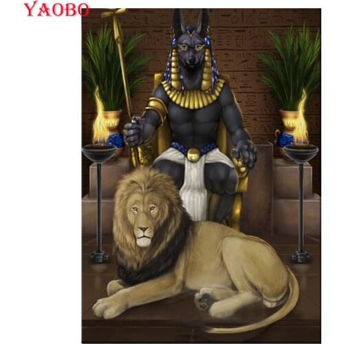 DIY Diamond Painting Egypt Anubis man Lion Diamond Embroidery Diamond Mosaic Picture Of Rhinestones Egyptian Symbols home decor