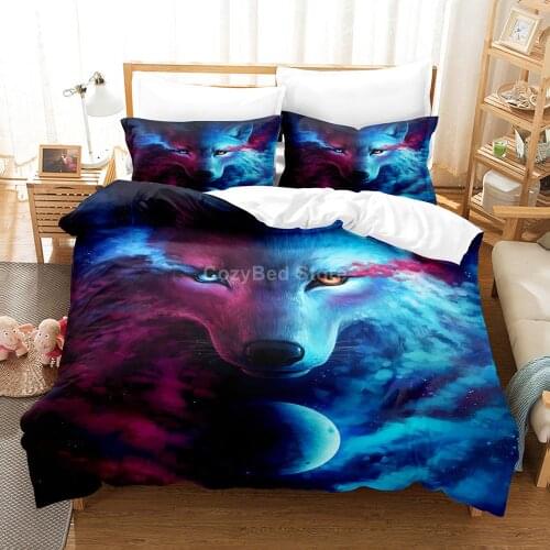 Fantasy Wolf Bedding Set Animal Blue 3d Duvet Cover Sets Comforter Bed Linen Twin Queen King Single Size Kids Adult Grey Wolfs