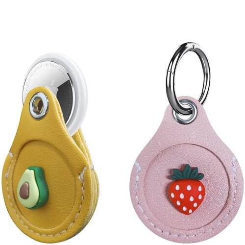 Cute Cartoon Protection Case For Apple AirTag Leather For AirTags GPS Anti-lost Locator Tracker Device Cover with Keychain Shell
