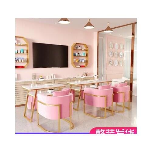 Net red manicure table and chair set simple modern marble double ins beauty shop table single double manicure table