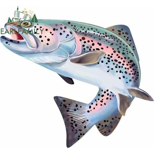 EARLFAMILY 13cm For Trout Fish Colorful Car Decal Scratch-Proof Car Stickers Waterproof Refrigerator Car Decoration For JDM SUV
