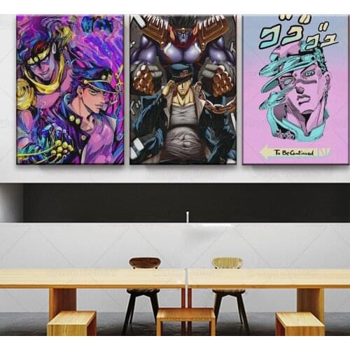 Jotaro Kujo jojos Bizarre Adventure Wall Art Framed Wood Frame Canvas Decoration poster prints Home bedroom decor Painting